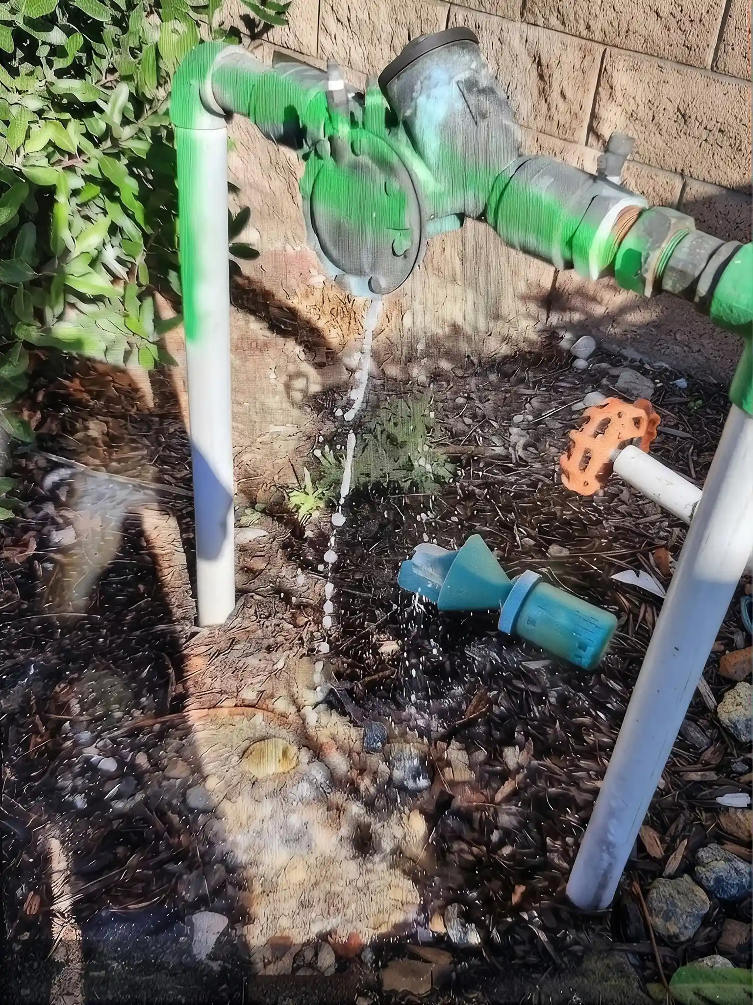 Exposed water line uncovered during line locating